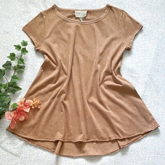 Moon River chic lagenlook 100% cotton jersey marble wash top, terra cotta - Picture 2 of 10